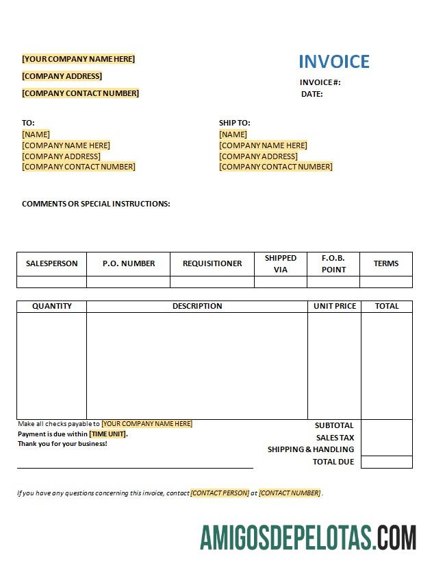 em branco Modelo de fatura de compra grátis